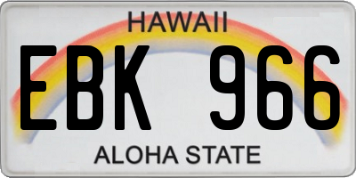 HI license plate EBK966
