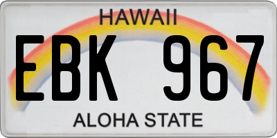 HI license plate EBK967