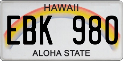 HI license plate EBK980
