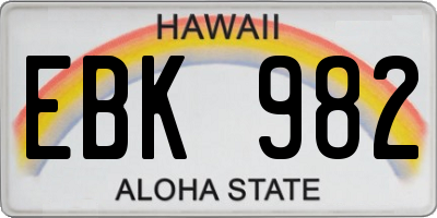 HI license plate EBK982