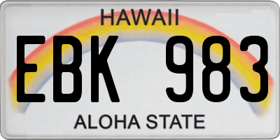 HI license plate EBK983
