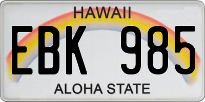 HI license plate EBK985