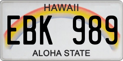 HI license plate EBK989