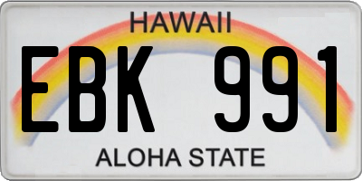 HI license plate EBK991