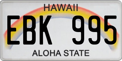 HI license plate EBK995