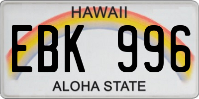 HI license plate EBK996