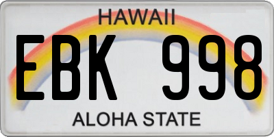 HI license plate EBK998
