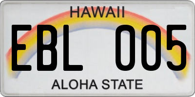 HI license plate EBL005