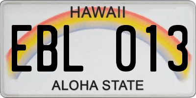 HI license plate EBL013