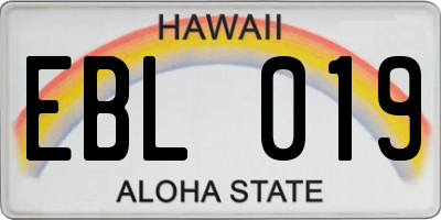 HI license plate EBL019