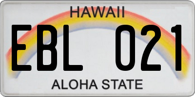 HI license plate EBL021