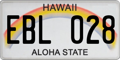HI license plate EBL028