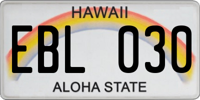 HI license plate EBL030