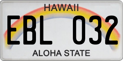 HI license plate EBL032
