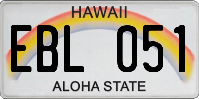 HI license plate EBL051