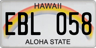 HI license plate EBL058