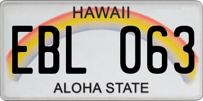 HI license plate EBL063