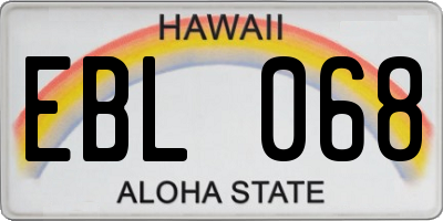 HI license plate EBL068