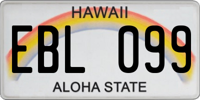 HI license plate EBL099