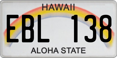 HI license plate EBL138