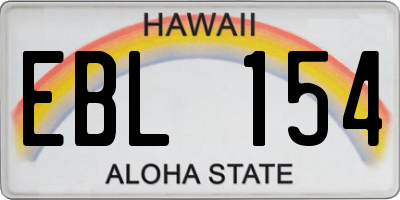 HI license plate EBL154