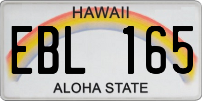 HI license plate EBL165