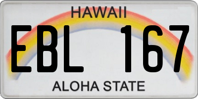 HI license plate EBL167