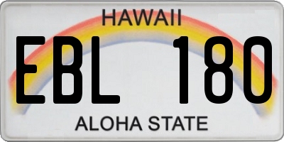 HI license plate EBL180