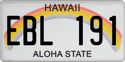 HI license plate EBL191