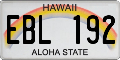 HI license plate EBL192