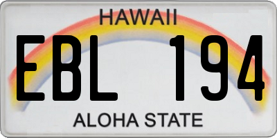 HI license plate EBL194