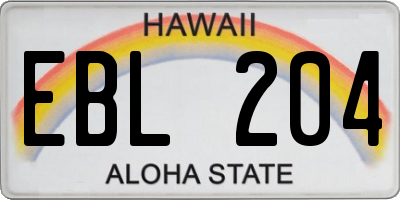 HI license plate EBL204