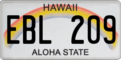 HI license plate EBL209