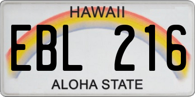 HI license plate EBL216