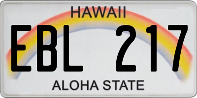 HI license plate EBL217