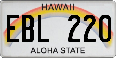 HI license plate EBL220