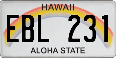 HI license plate EBL231