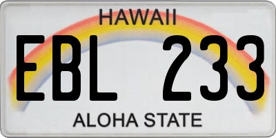 HI license plate EBL233