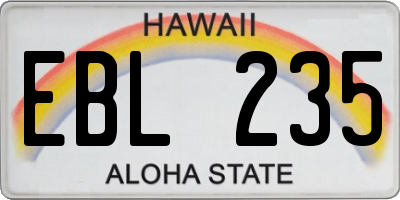 HI license plate EBL235