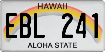 HI license plate EBL241