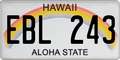 HI license plate EBL243