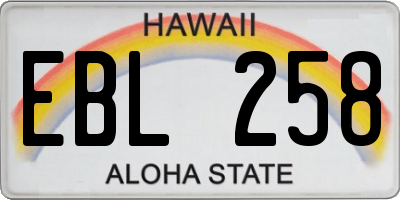 HI license plate EBL258