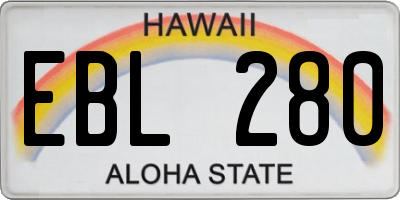 HI license plate EBL280