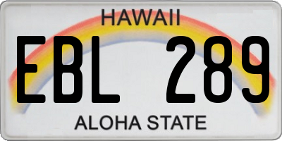 HI license plate EBL289