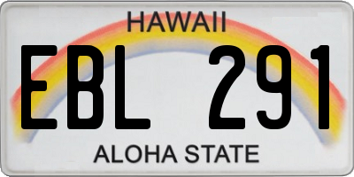 HI license plate EBL291