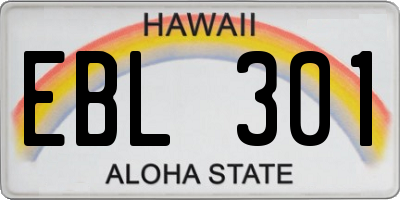 HI license plate EBL301