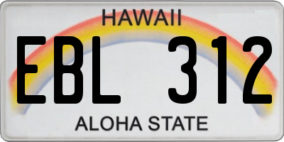 HI license plate EBL312