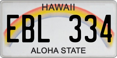 HI license plate EBL334
