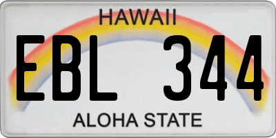 HI license plate EBL344
