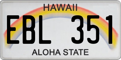 HI license plate EBL351